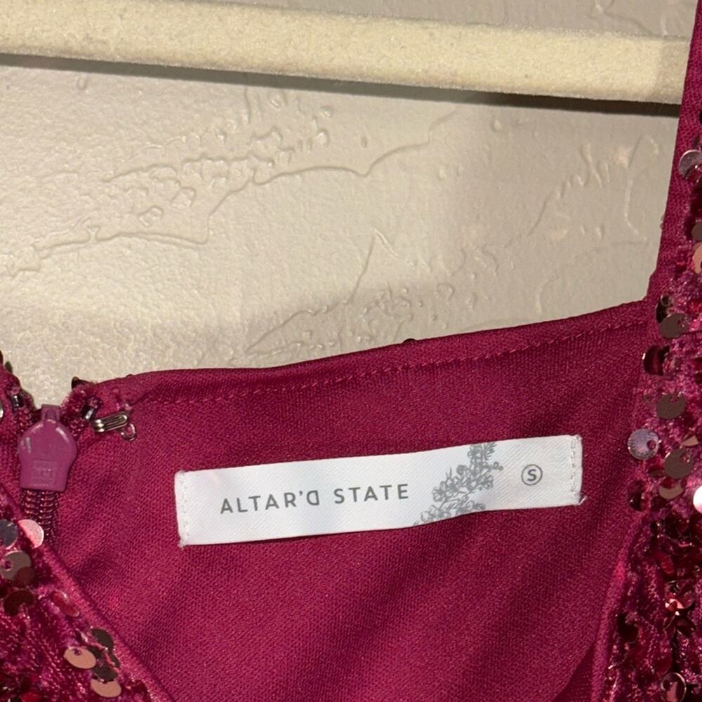 Altar’d state disco dress pink sequins puff sleeve mini party dress size small - Picture 7 of 9